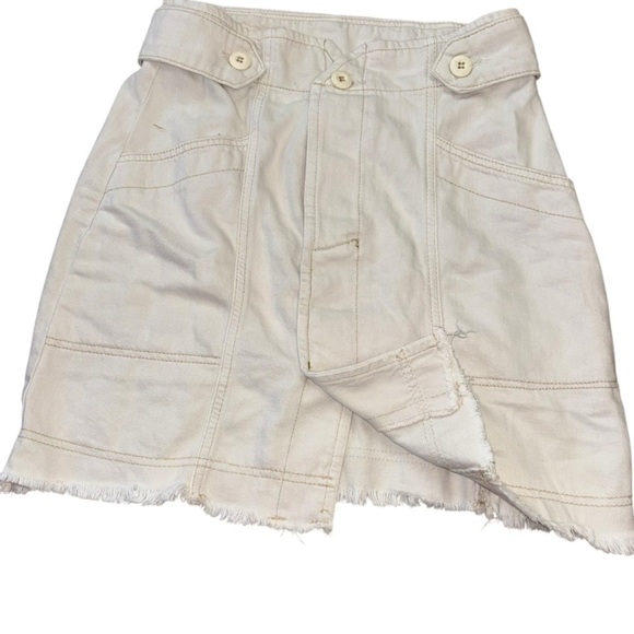 Free People Mini Button Fly Skirt White Womens 6 Bohemian Hippie Preppy Western - Picture 2 of 12